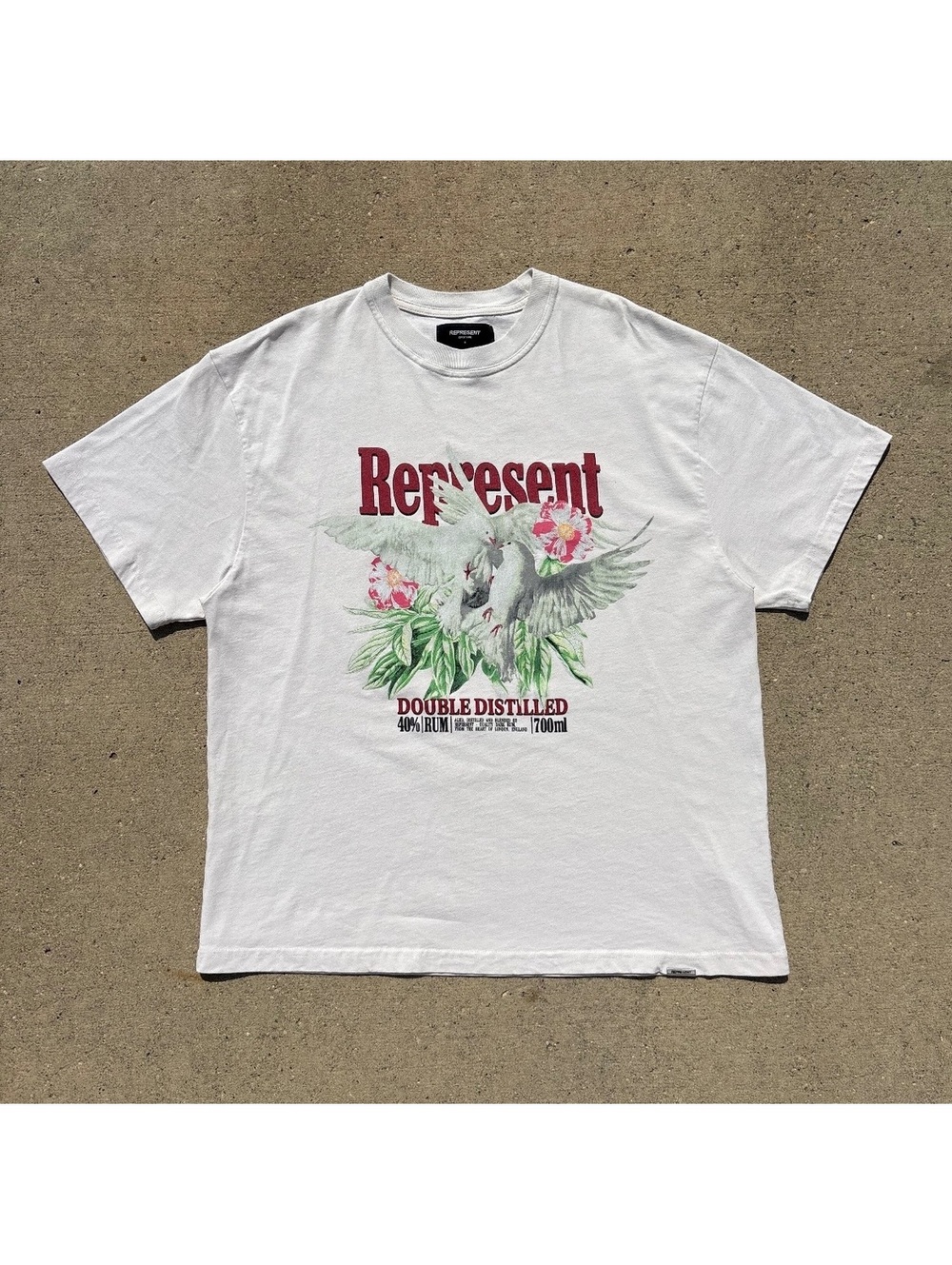 Represent Cream Graphic Rum Liquor Brand Print T-Shirt